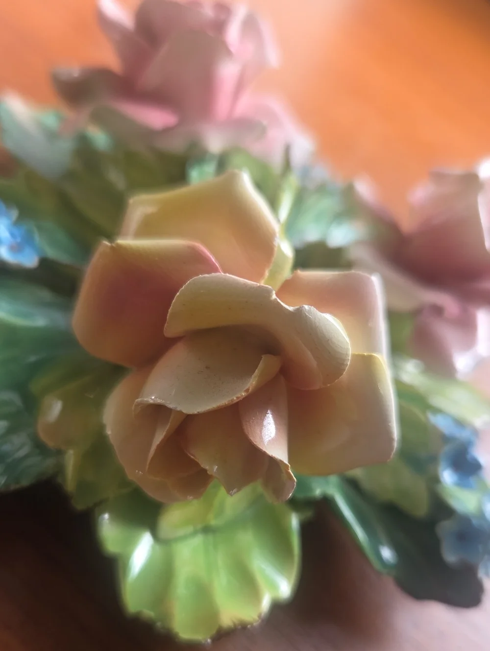 Vintage Capodimonte Roses     Made In Italy